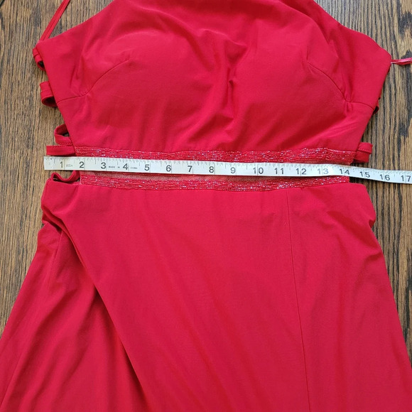 Nightway Red Strappy Back Beaded A-Line Gown Size Women's 12 NEW with Tags - Picture 13 of 16